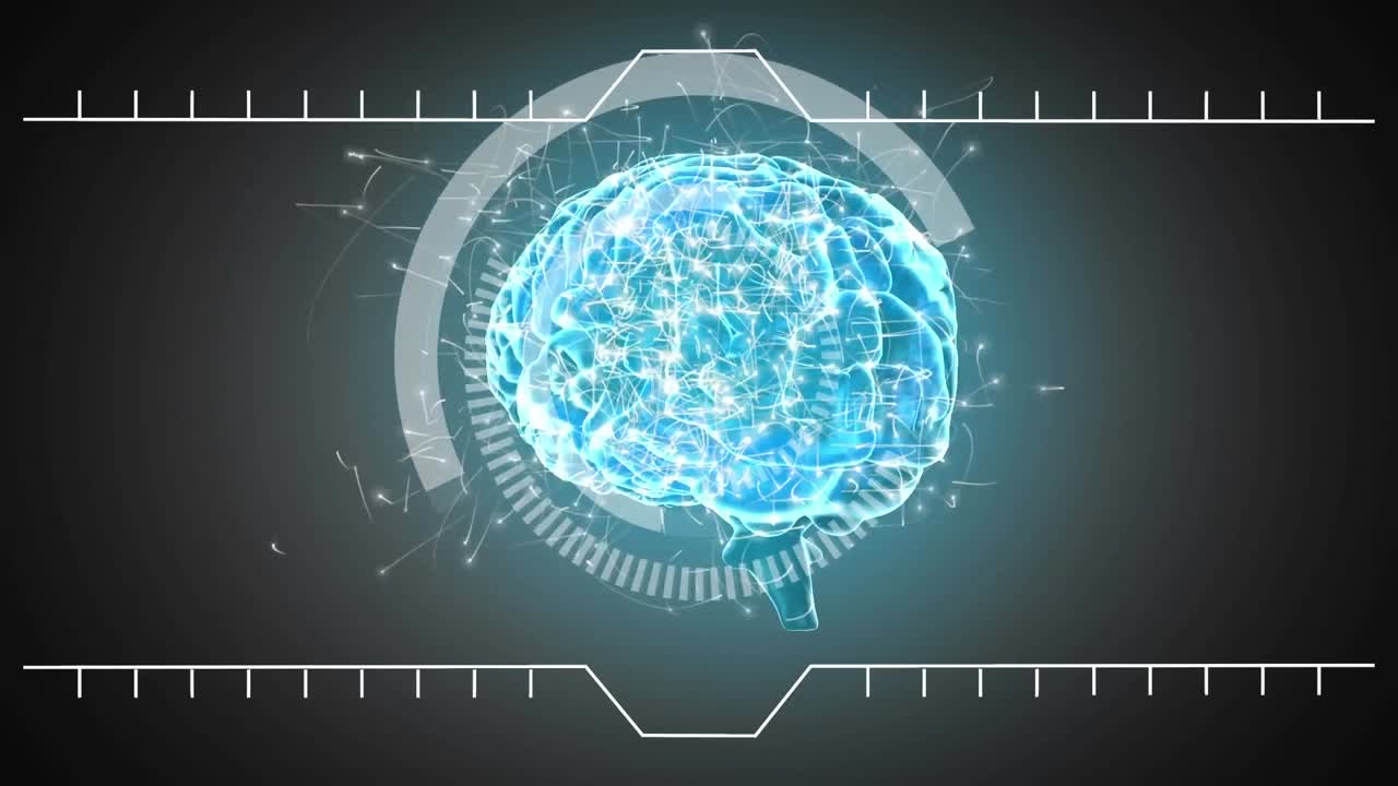 Animation of network of connections over brain