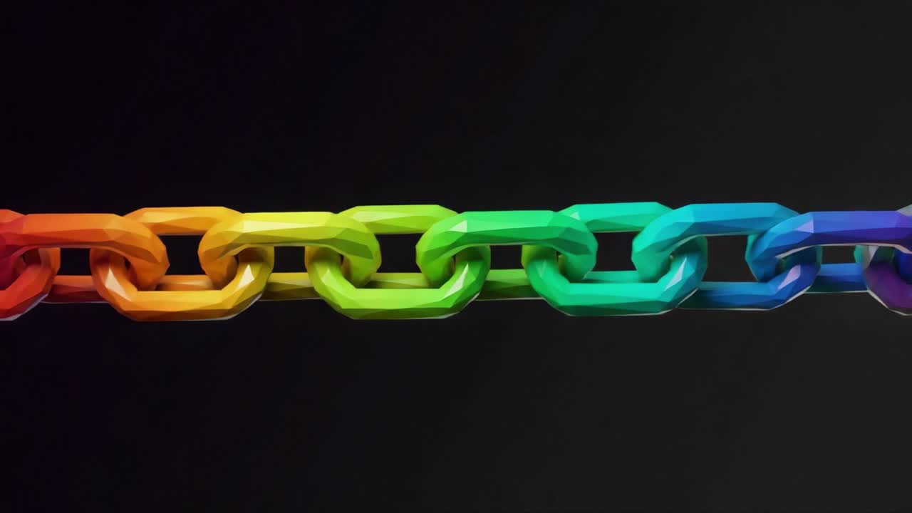 A Vibrant Chain of Colorful Links Resembling Unity and Connection, Showcasing an Artistic Fusion of Rainbow Hues in a Modern Abstract Design