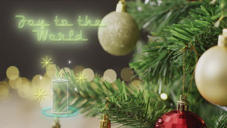 animación de felicitaciones de navidad texto sobre el árbol de navidad