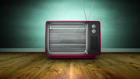 Ampliar-La-Animación-De-Un-Televisor-Antiguo-Encendido-Y-Sin-Señal-En-Una-Habitación-Con-Suelo-De-Madera