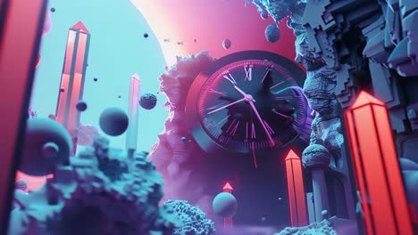 abstract timepiece in a surreal environment