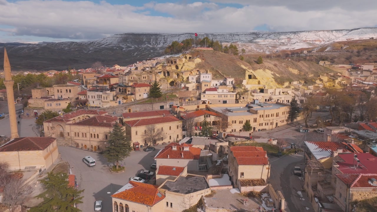 Aerial Drone over Historical Town Of Mustafapaşa - Sinasos In The Cappadocia Region Of Turkey