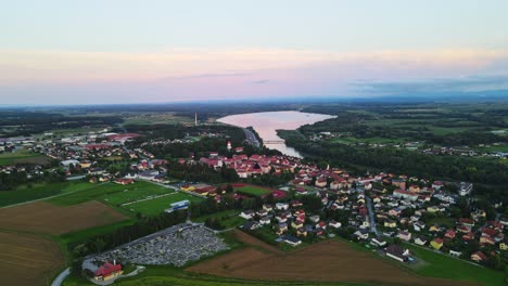 stunning aerial 4k drone footage of ormož filmed in the golden sunset