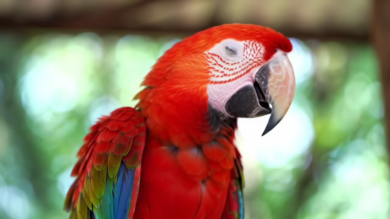 A Vibrant Scarlet Macaw Showcasing Its Brilliant Feathers and Captivating Colors Under Natural Light, Perfectly Framed for Wildlife Enthusiasts and Bird Lovers