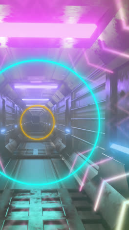 animación de círculos de neón sobre el túnel