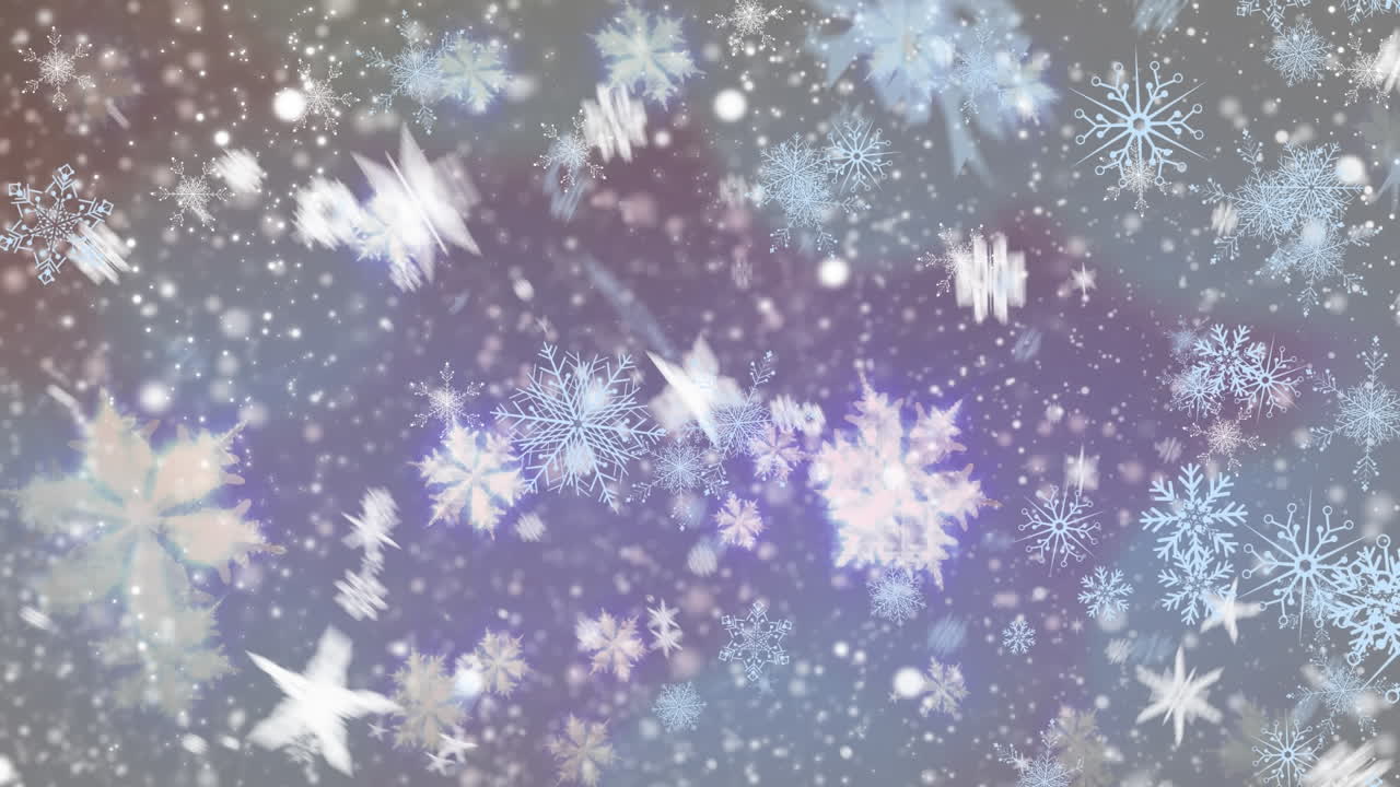 Animation of snowflakes falling on blue background