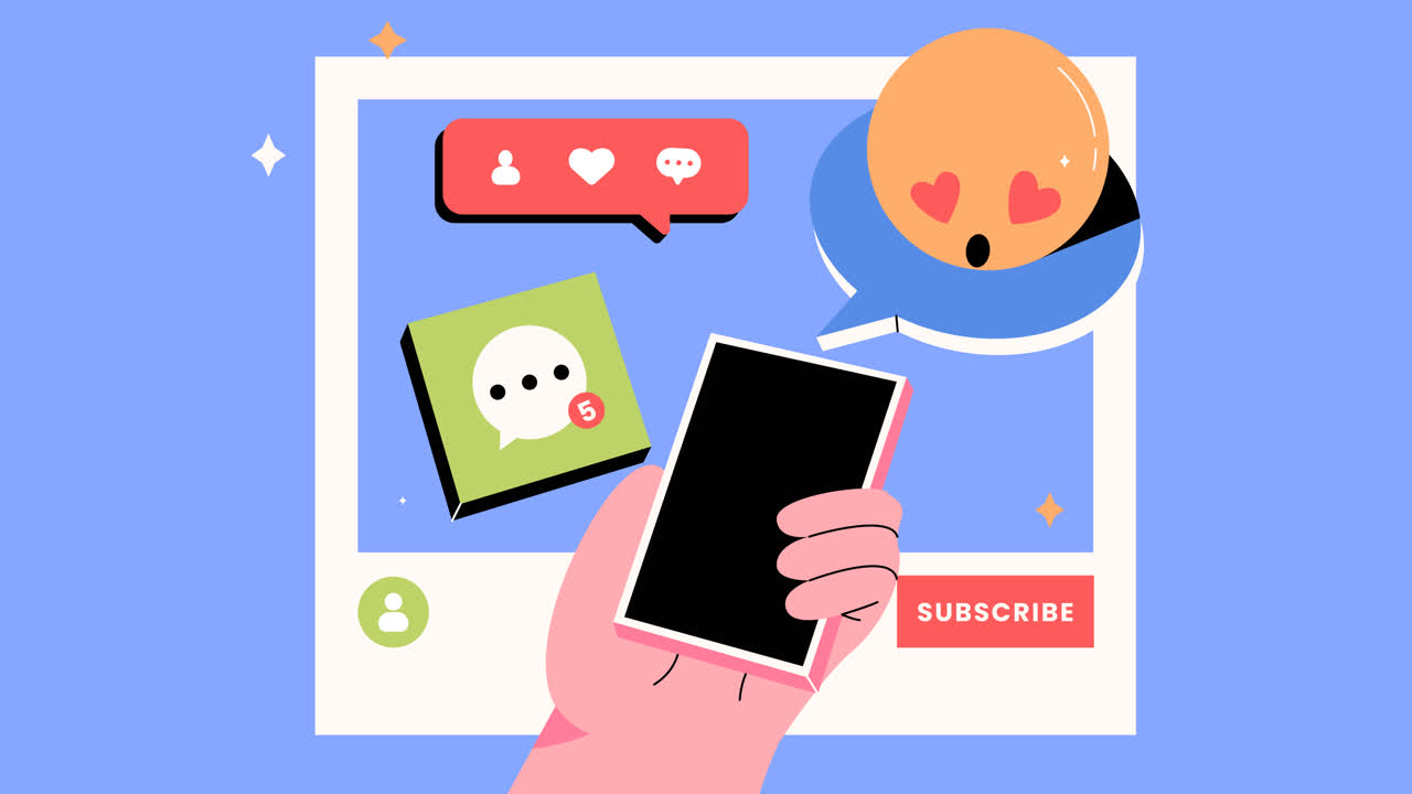 평평한 소셜 미디어 일 일러스트의 모션 그래픽