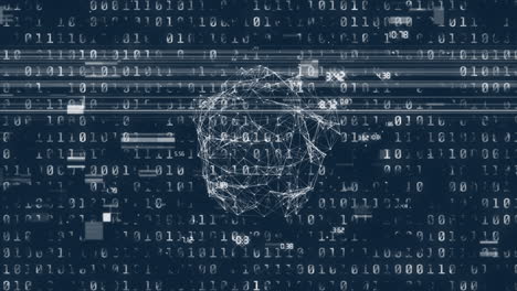 animazione del globo, elaborazione dei dati e codice binario sullo sfondo della marina