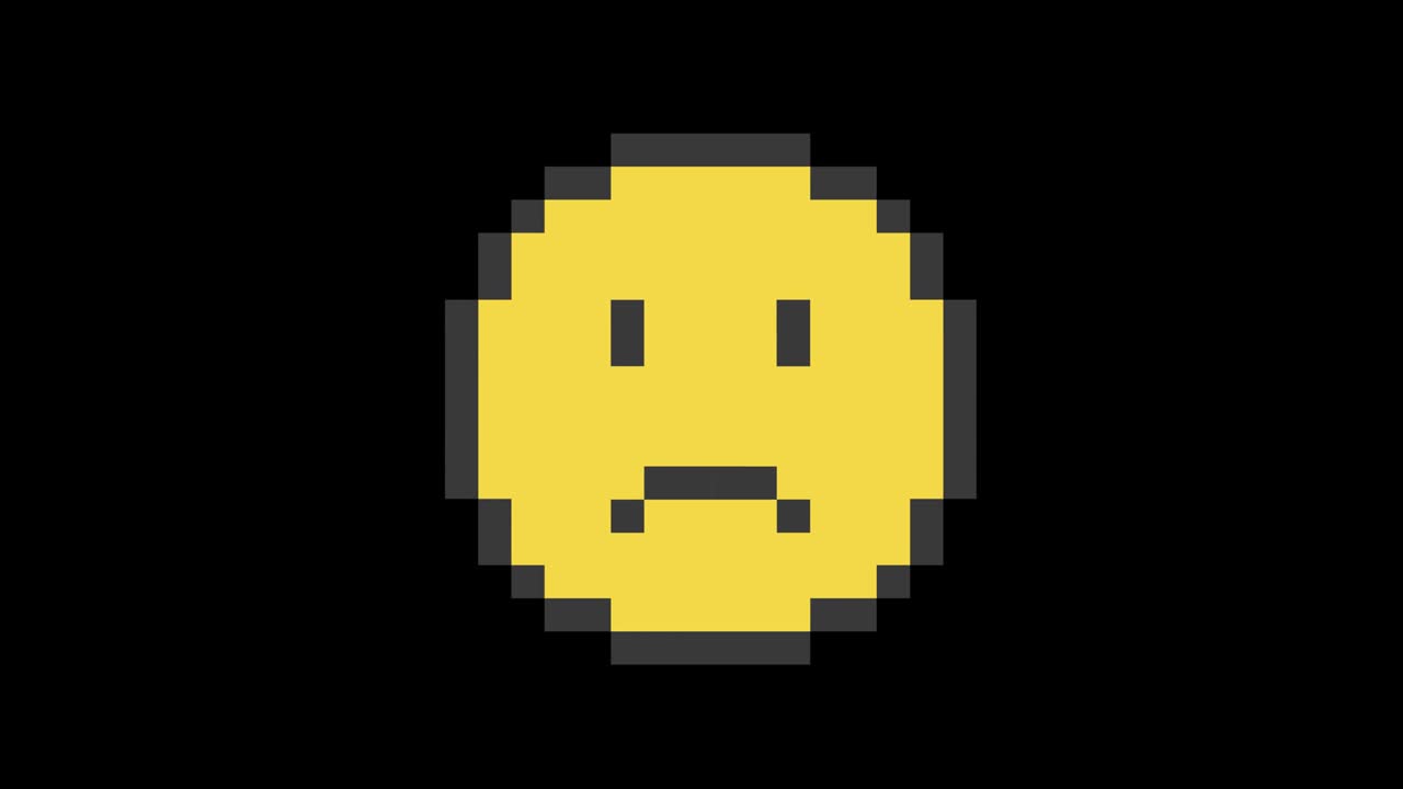 símbolo de cara sonriente triste bucle sin costuras glitch interferencia animación nueva dinámica retro alegre colorido retro imágenes de video vintage