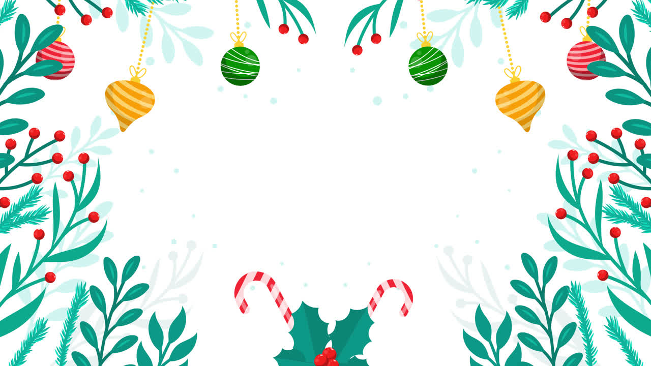 장식품과 가지와 함께 크리스마스 프레임