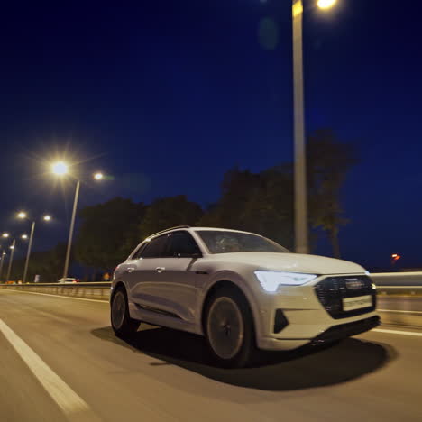 audi e-tron first all-electric suv car. presentation of a new car model