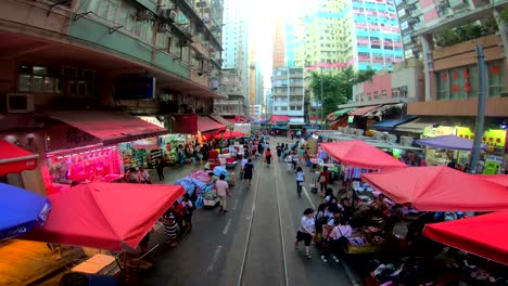 pov hong kong city streets from tramways.