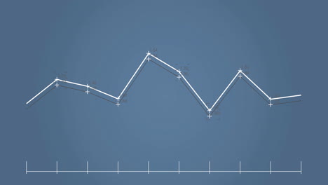 animación del procesamiento de datos estadísticos contra un fondo azul