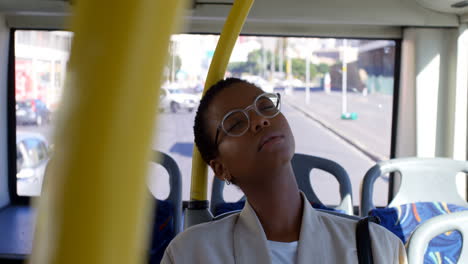 female commuter sleeping while travelling in bus 4k