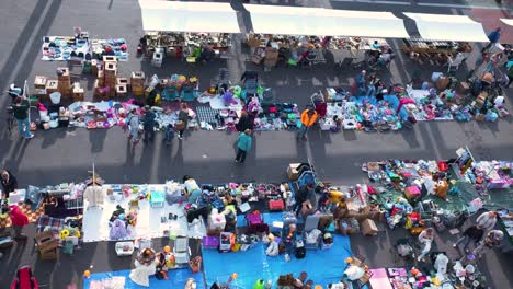 aerial view of a busy flea market