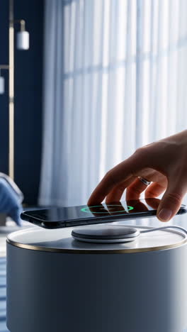 wireless charging a smartphone on a modern charger