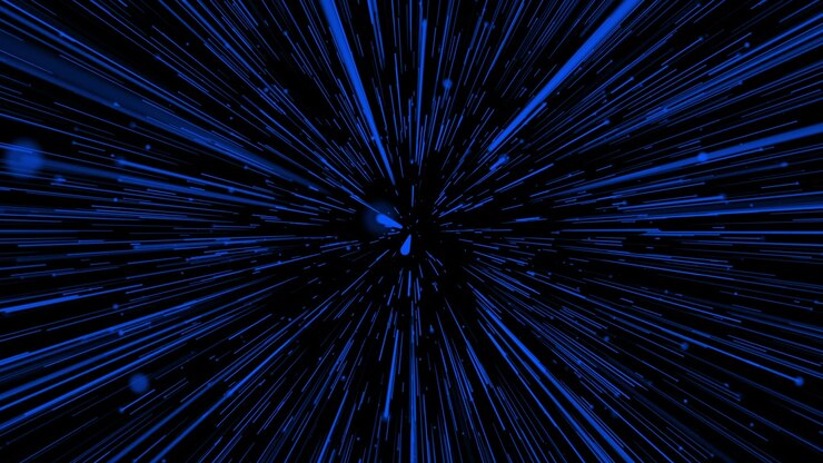 Abstract Blue Light Streaks Moving Through Space