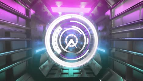 animación de escaneo de alcance con reloj sobre túnel digital