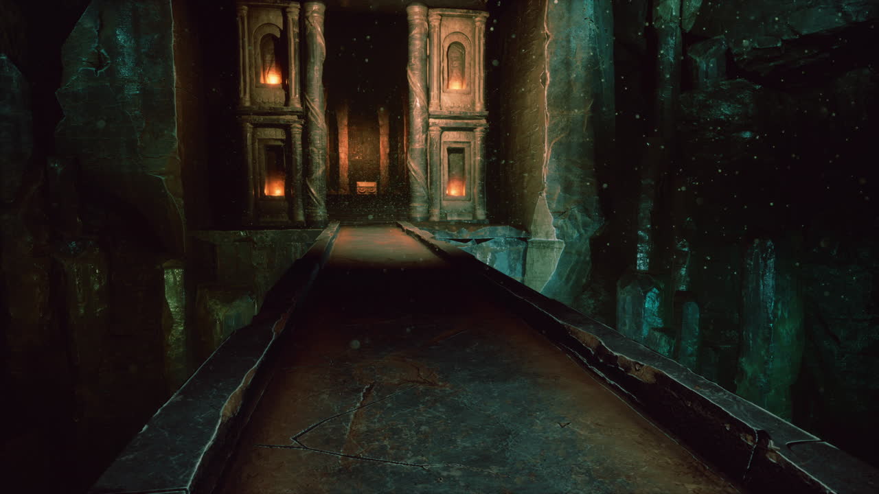 viejo puente de piedra dentro de una cueva grande