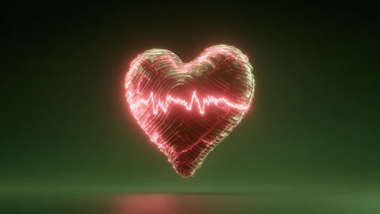 Dynamic Heart Pulse Animation: A Stunning Visual Representation of Love and Vitality with Pulsating Heartbeat Line Displaying Life's Rhythm and Energy