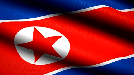 la bandera de corea del norte ondeando el fondo textil con textura. animación de bucle sin costuras. pantalla completa. movimiento lento. video 4k