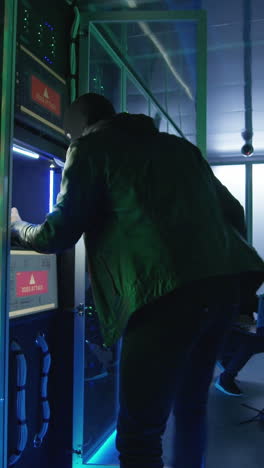 cyberattack in a server room