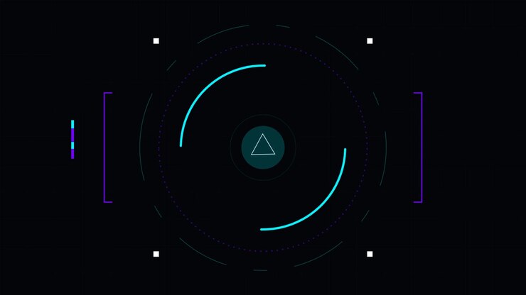 Abstract Digital HUD Interface with Rotating Geometric Elements