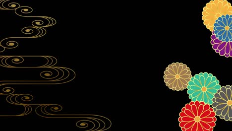 Images and videos of chrysanthemums and running water patterns