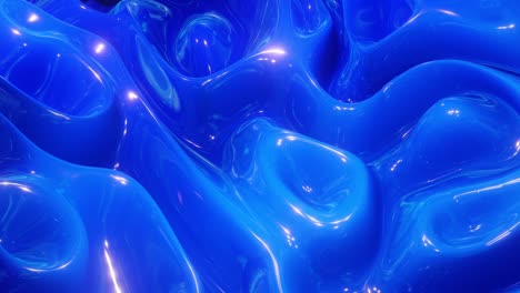 looped festive liquid bg in 4k. abstract wavy pattern on bright glossy surface, blue color, waves on paint fluid in smooth animation. glitters on viscous 3d liquid. creative backdro