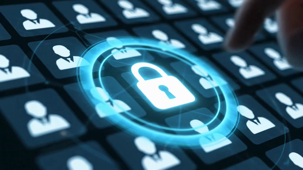 Cybersecurity Concept with a Lock Icon Protecting User Data Network