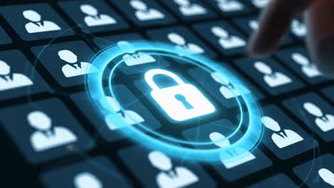 cybersecurity concept with a lock icon protecting user data network
