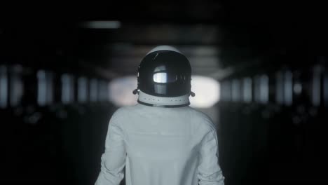 the astronaut, clad in a pristine white spacesuit, strides purposefully through the vast expanse of the cosmos