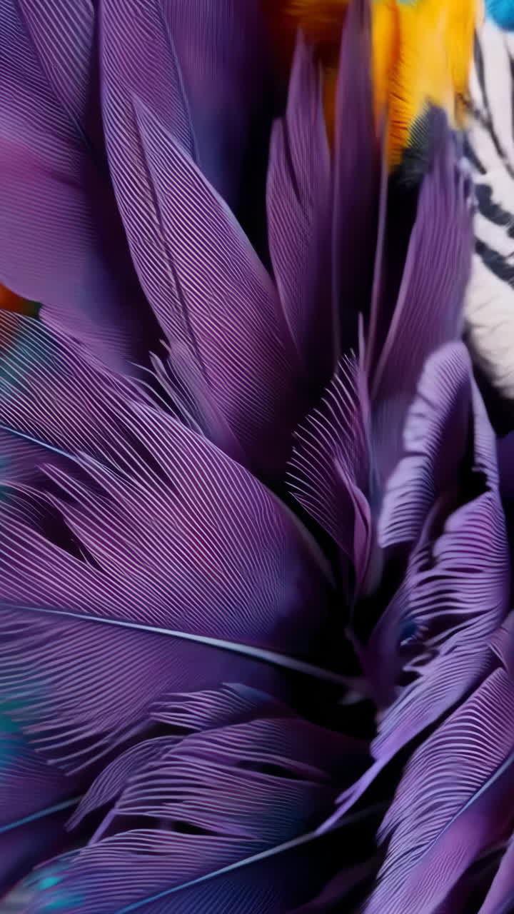 Vibrant Purple and Blue Bird Feathers Close-up