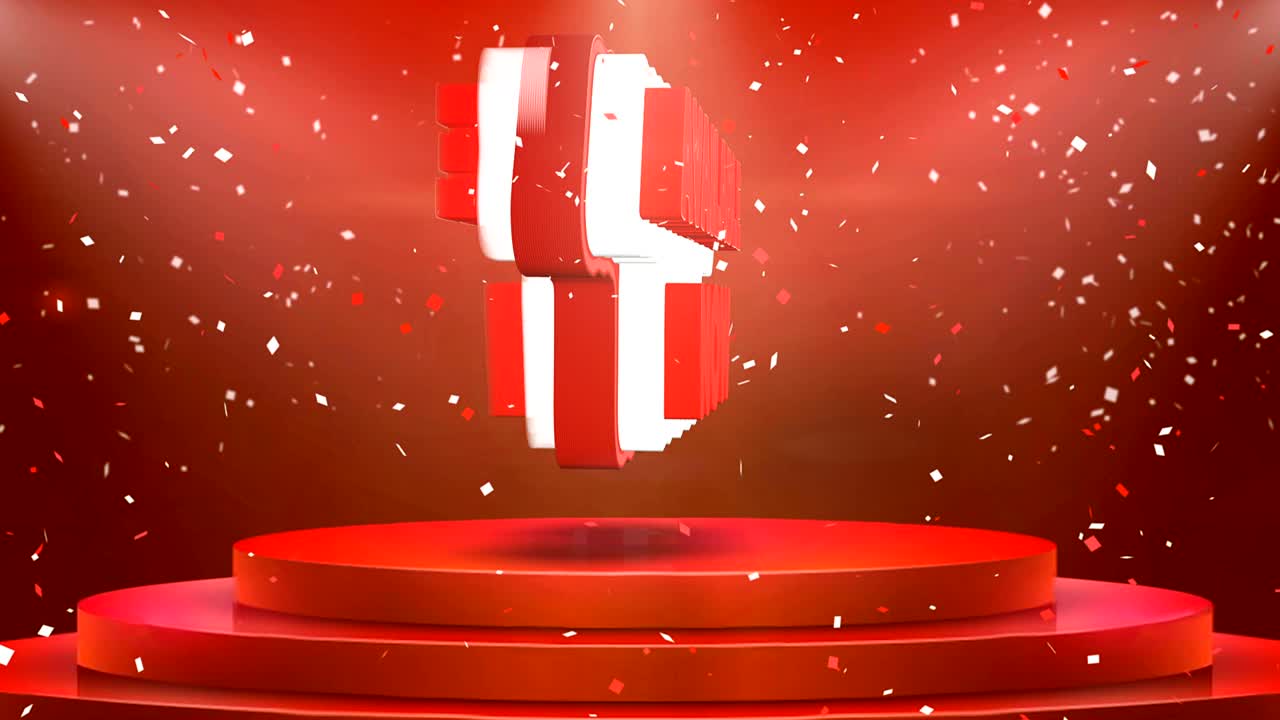 이제 사용할 수 있습니다 텍스트 애니메이션 무대 포디움 콘페티 루프 애니메이션