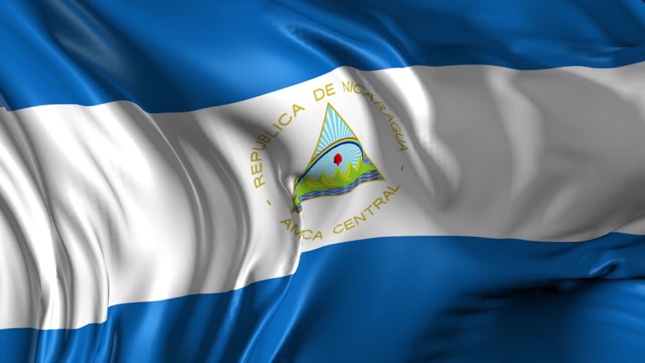 hermosa animación en 3d de la bandera de nicaragua en modo de bucle