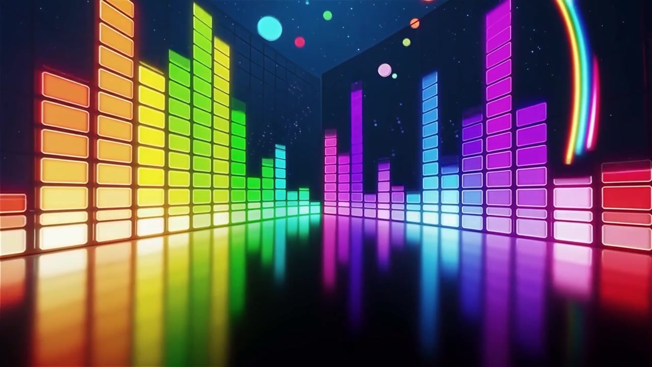 Futuristic Rainbow Neon Music Equalizer Visualizer Background