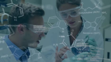 animación de datos científicos sobre trabajadoras y trabajadores de laboratorio caucásicos