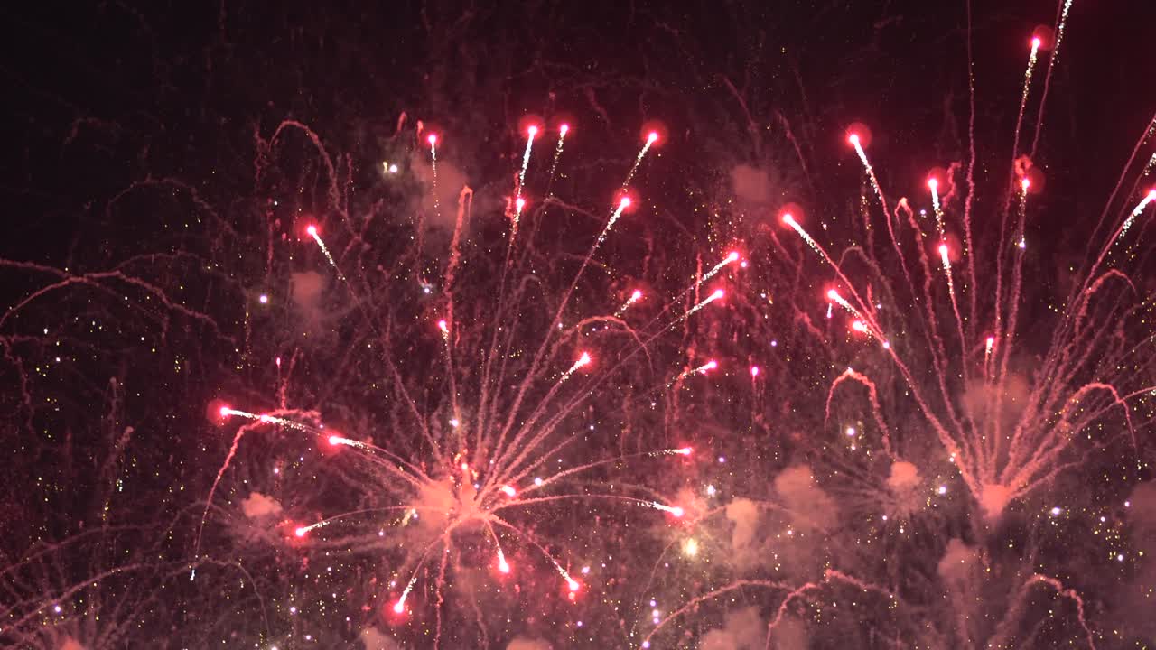fuegos artificiales maravillosos los fuegos artificiales son de colores maravillosos y dorados en el cielo nocturno
