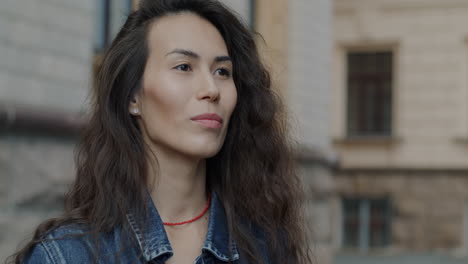 asian woman portrait on city street