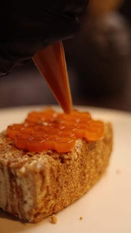 honeycomb decorated honey cake