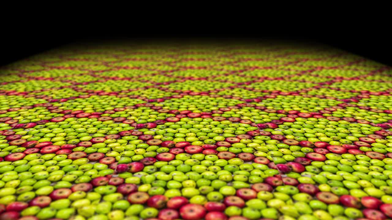 패턴으로 사과를 스크롤하는 비디오 배경