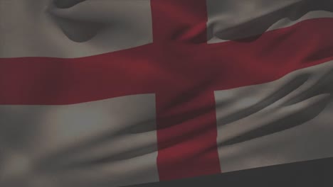 animation of flag of england waving over fireworks