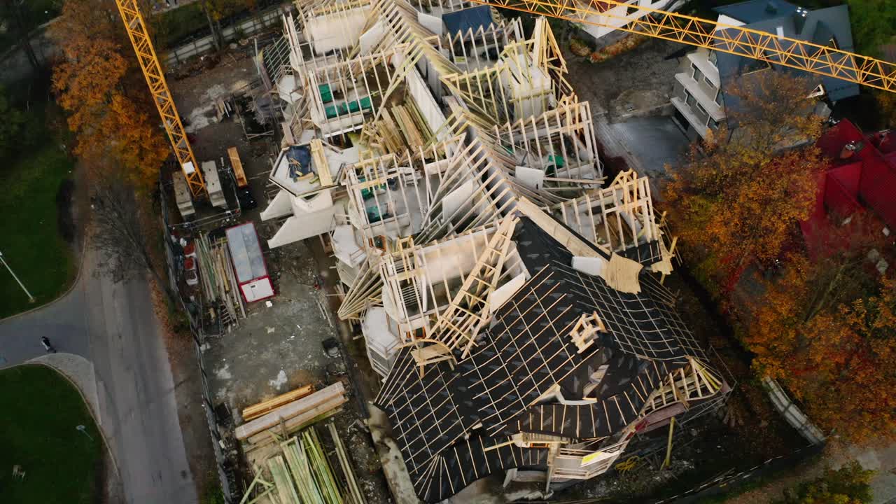 Aerial View Of Building Under Construction In Zakopane, Poland