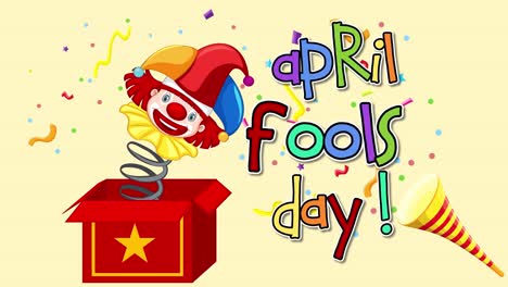 el payaso de la caja aparece con un mensaje festivo.