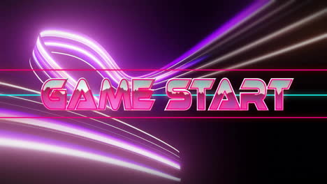 animation of game start text over neon pattern background