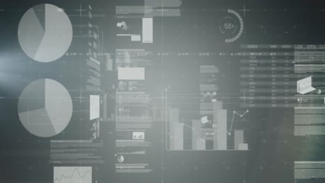 animación de la interfaz infográfica contra un fondo abstracto.