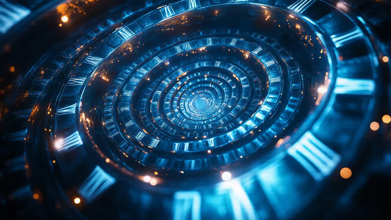 Abstract Futuristic Tunnel with Glowing Circles