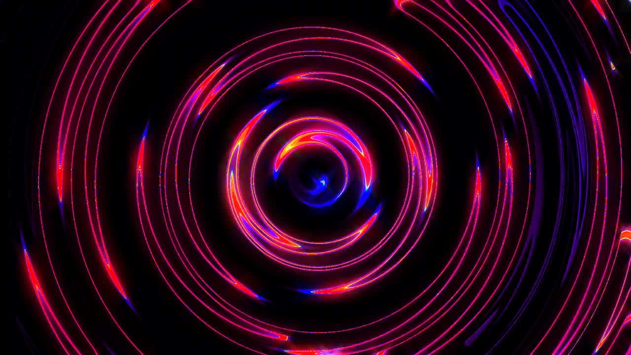 circle shape of dots wave motion, colorful, on black background