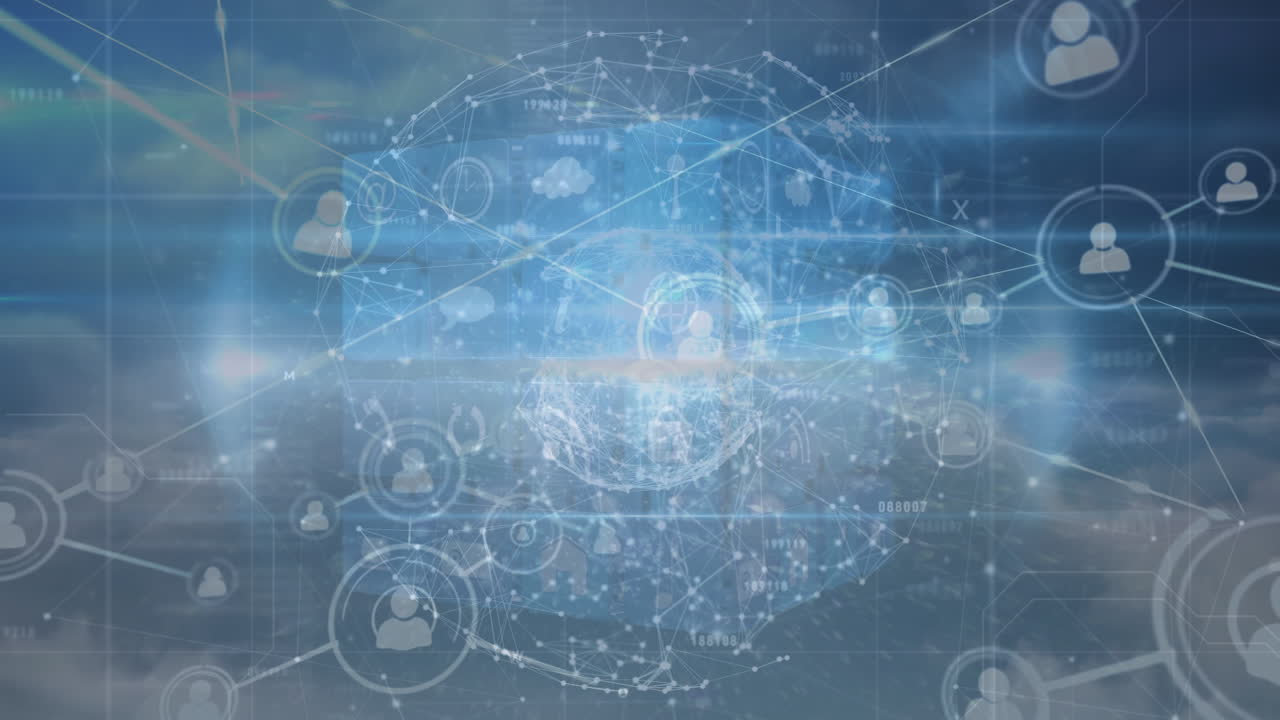 전 세계 사람들과의 연결 네트워크의 애니메이션 아이콘