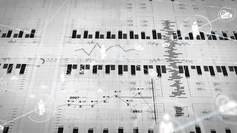 Animación-De-Conexiones-Sobre-Gráficos-Y-Datos-Sobre-Fondo-Gris